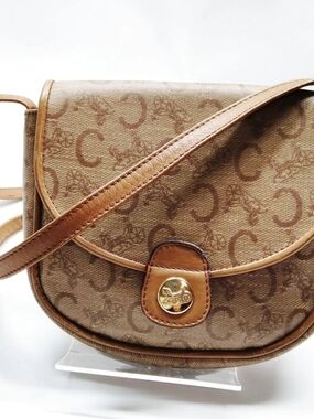Celine Logo Brown Canvas Mini Bag